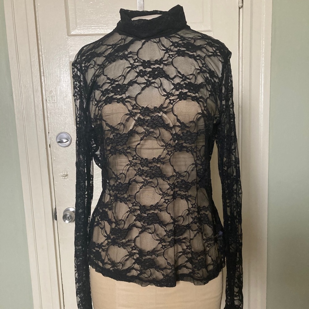 Wild Fable Black Lace Turtleneck